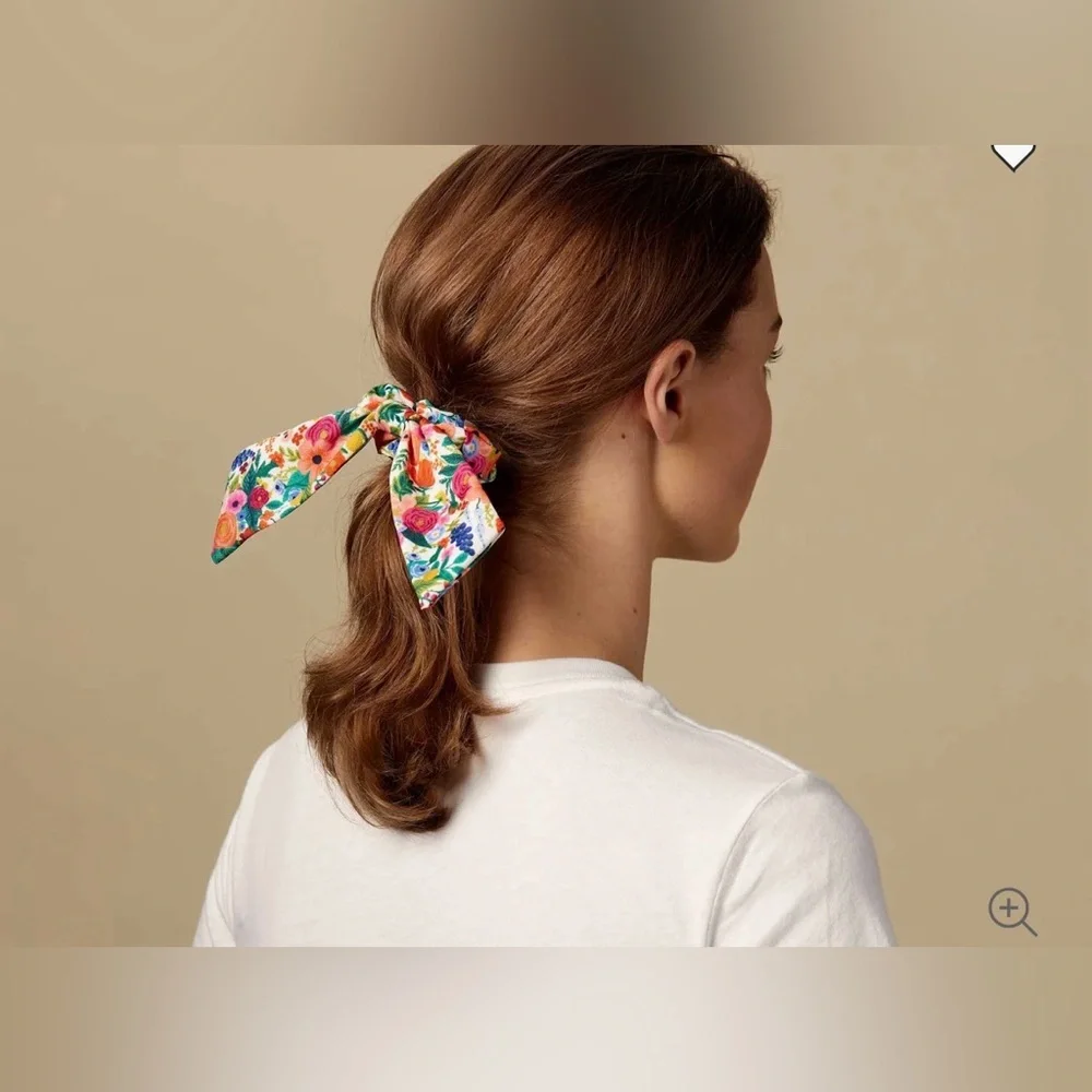 RIFLE PAPER CO. Garden Party Scrunchie, 100% Polyester, Digitally Printed, 3.5